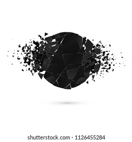 Geometric creative banners with space for text. Abstract explosion of black round shape. Vector illustration isolated on white background