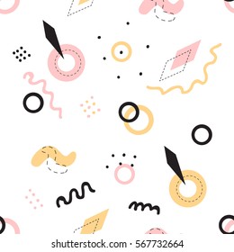 Geometric creative colorful background memphis style. Seamless pattern