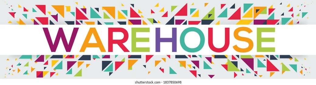 Diseño de texto geométrico creativo colorido (almacén), escrito en inglés, ilustración vectorial.
