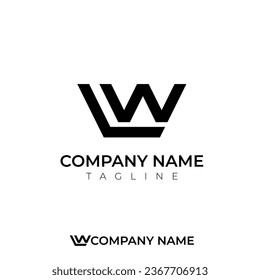 Plantilla de vector de diseño de logotipo abstracto geométrico creativo de la corona. Logotipo de la Corona de Vintage Símbolo del concepto Rey Real Reina Símbolo de logotipo Icono de concepto de logotipo, L y W iniciales