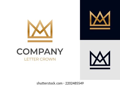 Geometric creative crown logo design vector symbol elements with Letter MA or AM for royal brand logo design