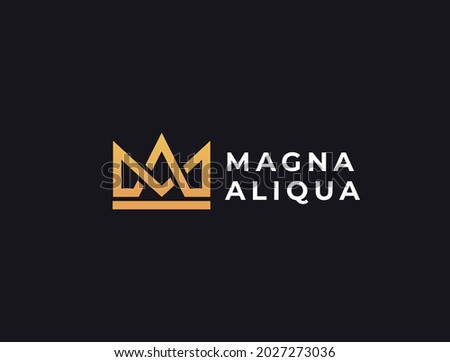 Geometric creative crown logo design.  Letters MA or AM monogram vector template. Royal crown symbol logotype.