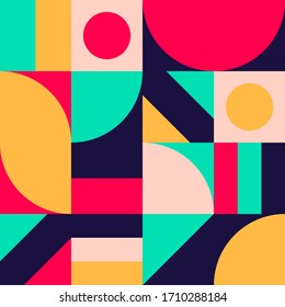 geometric creative minimalistic poster with simple shapes. geometric background with bright colors for poster, brochure, flyer, print, wallpaper, wrapper, fabric. Abstract vector artistic design