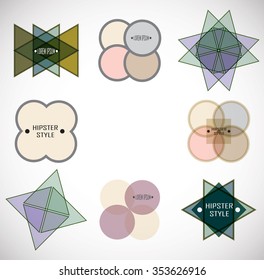Geometric Creative Symbols . Vector Hipster Banners . Abstract Geometrical Background . Modern Simple Design Templates Set .