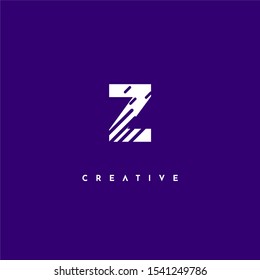 geometric creative Z logo letter with modern lines isolated on purple background simple design concept.