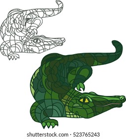 geometric crocodile on white background