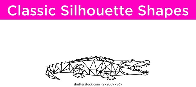 Geometrisches Krokodil Silhouette Vektor Weiß Hintergrund
