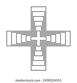 Geometric cross design. Abstract optical art. Symmetry, faith. Vector illustration. EPS 10.
