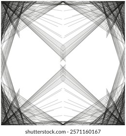 Geometric cross pattern. Abstract intersecting lines. Black white minimalism. Vector illustration.