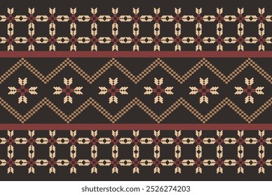 Geometric and cross stitch traditional ethnic pattern.floral pixel art embroidery. Elegance background abstract Aztec seamless pattern for fabric,cloth,dress,carpet,curtain,sarong,batik,wallpaper.