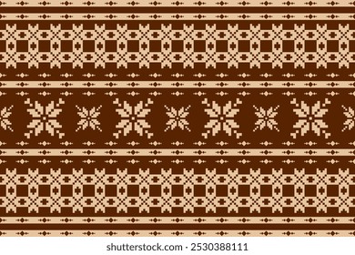 Geometric and cross stitch traditional ethnic pattern.floral pixel art embroidery. Elegance background abstract Aztec seamless pattern for fabric,cloth,dress,carpet,curtain,sarong,batik,wallpaper.