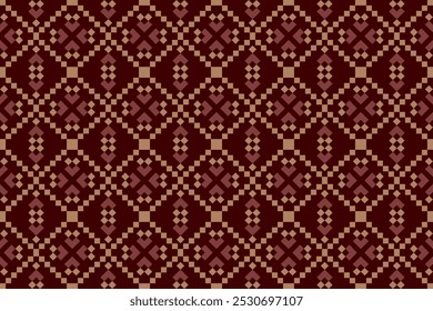 Geometric and cross stitch traditional ethnic pattern.floral pixel art embroidery. Elegance background abstract Aztec seamless pattern for fabric,cloth,dress,carpet,curtain,sarong,batik,wallpaper.