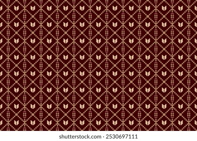 Geometric and cross stitch traditional ethnic pattern.floral pixel art embroidery. Elegance background abstract Aztec seamless pattern for fabric,cloth,dress,carpet,curtain,sarong,batik,wallpaper.