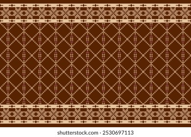 Geometric and cross stitch traditional ethnic pattern.floral pixel art embroidery. Elegance background abstract Aztec seamless pattern for fabric,cloth,dress,carpet,curtain,sarong,batik,wallpaper.