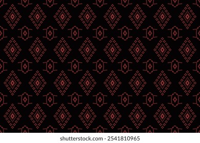 Geometric and cross stitch traditional ethnic pattern.floral pixel art embroidery. Elegance background abstract Aztec seamless pattern for fabric,cloth,dress,carpet,curtain,sarong,batik,wallpaper.