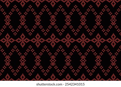 Geometric and cross stitch traditional ethnic pattern.floral pixel art embroidery. Elegance background abstract Aztec seamless pattern for fabric,cloth,dress,carpet,curtain,sarong,batik,wallpaper.