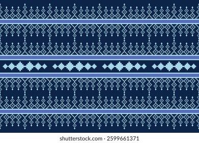 Geometric and cross stitch traditional ethnic pattern.floral pixel art embroidery. Elegance background abstract Aztec seamless pattern for fabric,cloth,dress,carpet,curtain,sarong,batik,wallpaper.