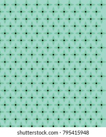 Geometric cross swiss pattern with black polka dots light green background. 