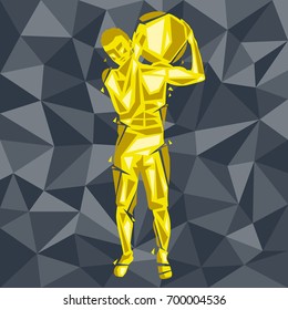 Geometric Crossfit concept. Ball slams. Vector silhouette of man doing fitness and crossfit. Active and healthy life concept