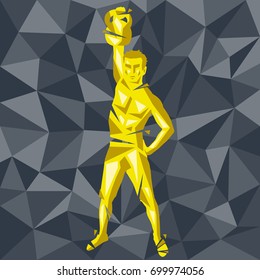 Geometric Crossfit concept. Barbell Snatch. Vector silhouette of man doing fitness and crossfit. Active and healthy life concept