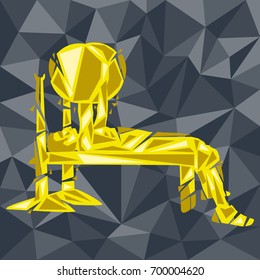 Geometric Crossfit concept. Bench press. Vector silhouette of man doing fitness and crossfit. Active and healthy life concept