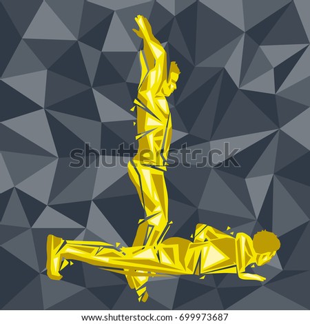 Geometric Crossfit concept. Burpee. Vector silhouette of man doing fitness and crossfit. Active and healthy life concept