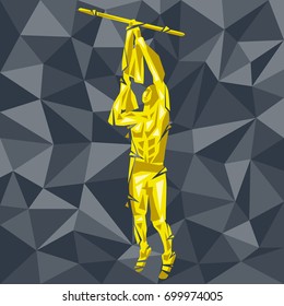 Geometric Crossfit concept. Towel Bar Muscle up. Vector silhouette of man doing fitness and crossfit. Active and healthy life concept