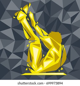 Geometric Crossfit concept. V situp. Vector silhouette of man doing fitness and crossfit. Active and healthy life concept