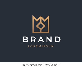 Geometric Crown Logo Design. MM. Monogram of Two letters M and M.