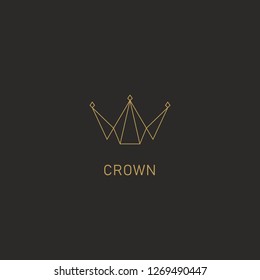 Geometric crown logo symbol in monoline simple abstract premium modern style
