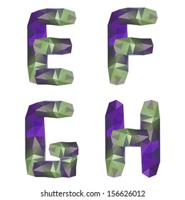 Geometric crystal alphabet. Letters E, F, G, H