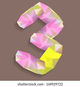 Geometric crystal font. Digit 3