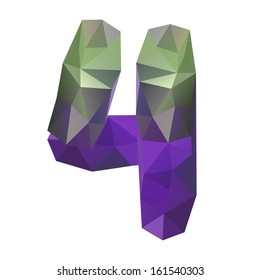 Geometric crystal font. Digit 4