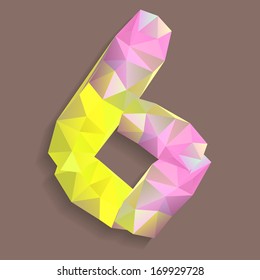 Geometric crystal font. Digit 6