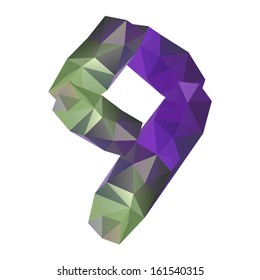 Geometric crystal font. Digit 9