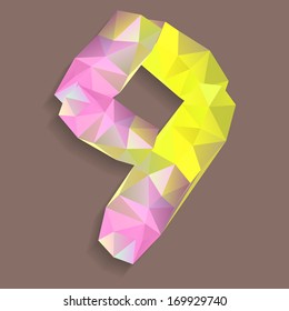 Geometric crystal font. Digit 9