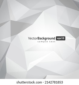 Geometric crystal gray decorative background with place for text realistic vector illustration. Polygonal diamond abstract modern light creative texture pattern metallic silver premium mosaic design