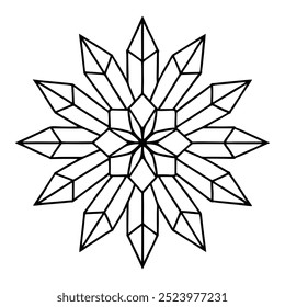 Diseño geométrico del mandala del cristal para colorear el libro