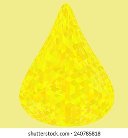 Geometric crystal yellow abstract drop. Vector.