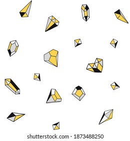 Geometric crystals set. Hand drawn diamond. Set for logo, template, fabric