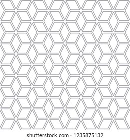 Geometric cube abstract background design. Line seamless pattern cube shape gray color.