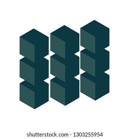 Geometric cube. Abstract design element. Science or construction concept. 3D vector object.