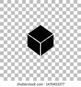Geometric cube. Black flat icon on a transparent background. Pictogram for your project