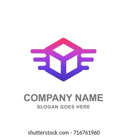 Geometric Cube Box Delivery Logistic Logo Vector Icon