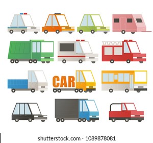 geometric cube car icons. flat design style vector illustration set