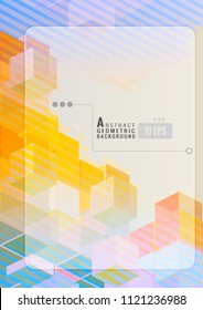Geometric cube graphic template on multi color tone striped with blank space for text background