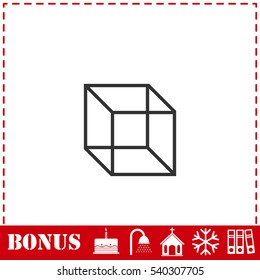 Geometric cube icon flat. Simple vector symbol and bonus icon