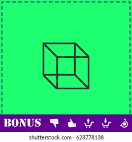 Geometric cube icon flat. Simple vector symbol and bonus icon