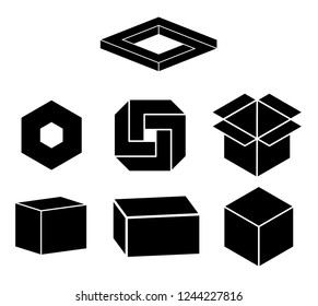 Geometric cube icon on white background for your design works both publications and web site.impossible.square