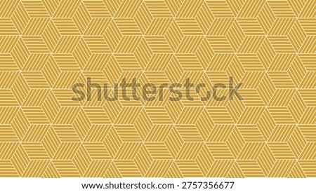 Geometric Cube Line Pattern in Golden